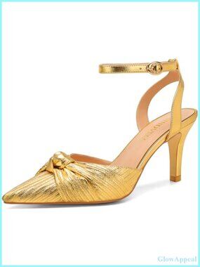 Knot Pleated Stiletto Heels with Ankle Strap